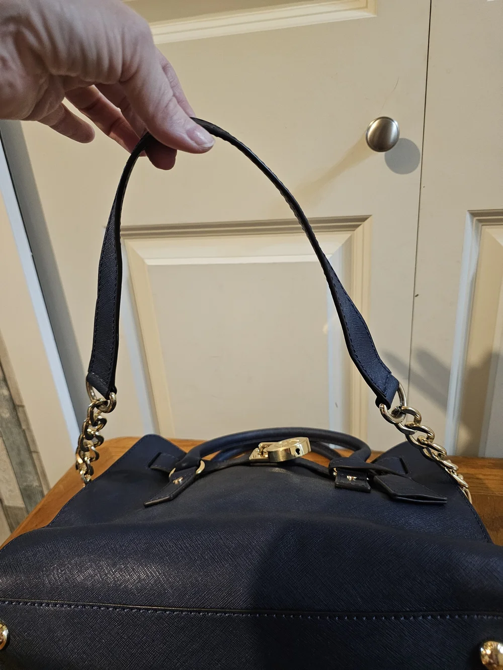 Michael Kors Navy Saffiano Leather Satchel